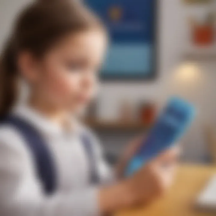 A child using an educational app on a smartphone