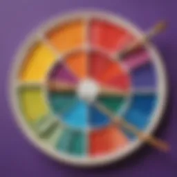 Vibrant paint palette with brushes