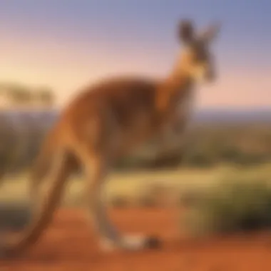 Majestic kangaroo standing in vast Australian outback landscape