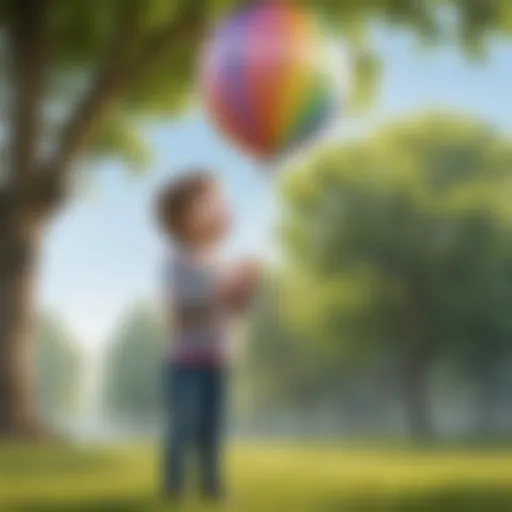 Child practicing balloon breathing outdoors