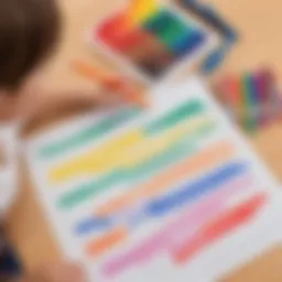 Preschooler using name tracing sheet with colorful markers