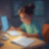 Illustration of a child immersed in coding activities