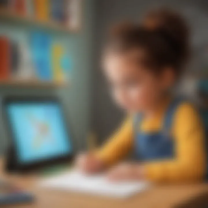 Artistic rendering of a child expressing creativity through digital design