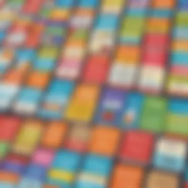 Vibrant Vocabulary Learning Colorful flash cards showcasing various vocabulary words