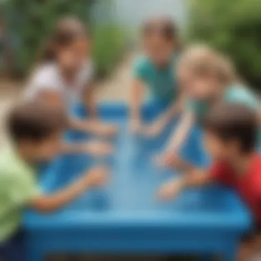 Kids collaborating and problem-solving in a water table activity