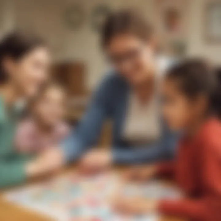 An educator guiding children in a bingo activity, highlighting instructional methods.