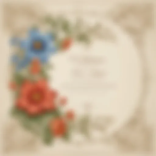 Elegant blank certificate design with floral motif