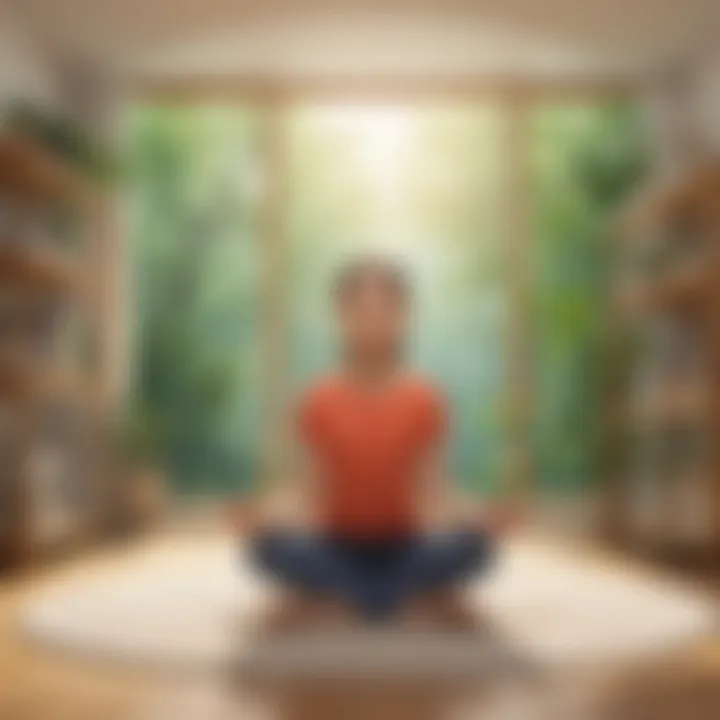 A serene environment promoting mindfulness during Brain Gym exercises for children.