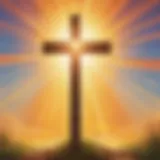 Symbolic Christian Cross with Sun Rays