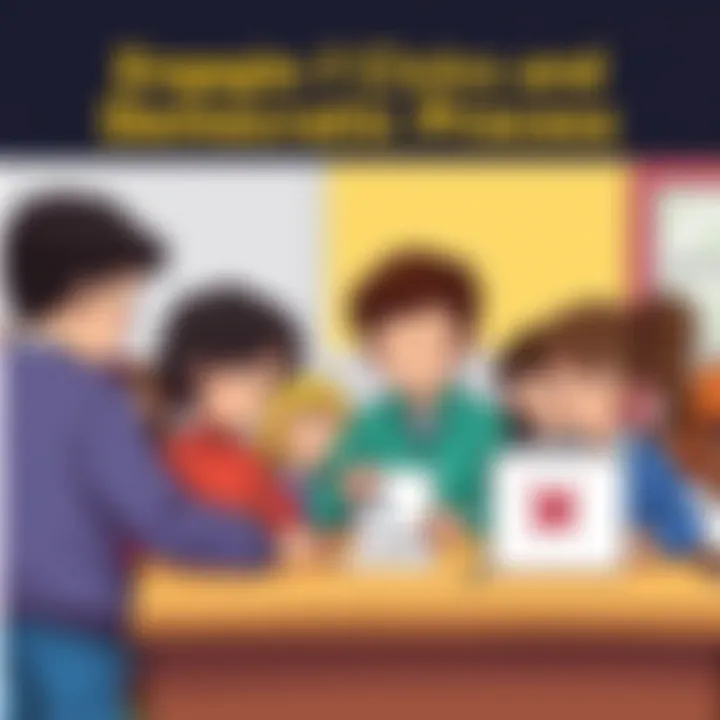 Engaging in the Democratic Process A group of children voting in a mock election