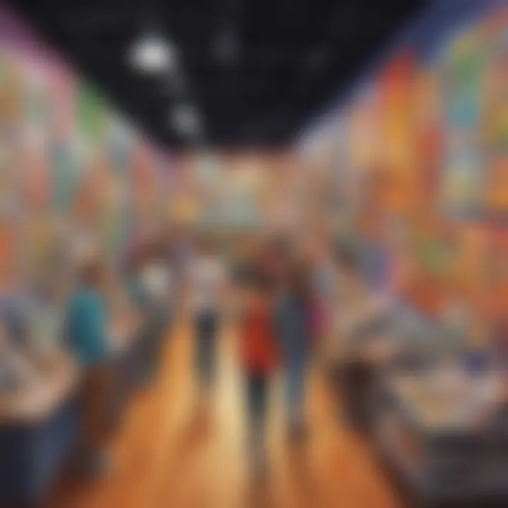 Middle schooler showcasing artwork at an art exhibition