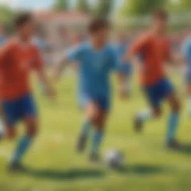 Middle school students playing a friendly game of soccer