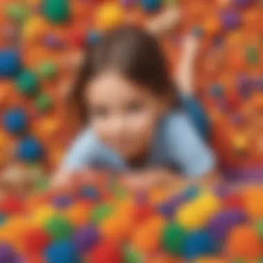 Child exploring a colorful sensory bin