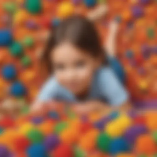 Child exploring a colorful sensory bin