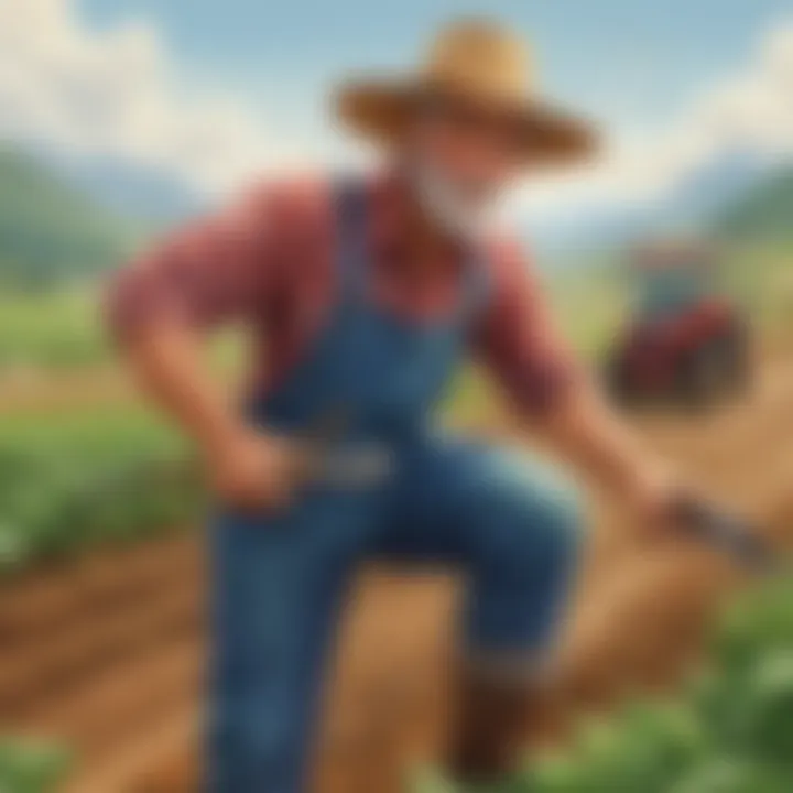 Illustration of a farmer working in the field