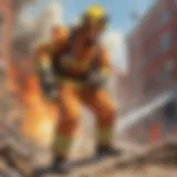 Illustration of a firefighter in action