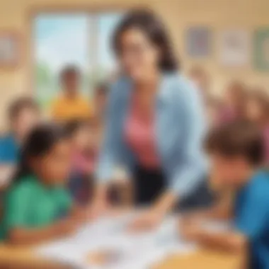 Illustration of a teacher guiding students