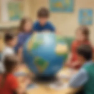 Collaborative Earth Material Discussion Kindergarten student discussing earth materials with peers