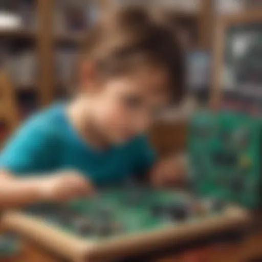 Illustration of a child engaging with an electronic circuit board