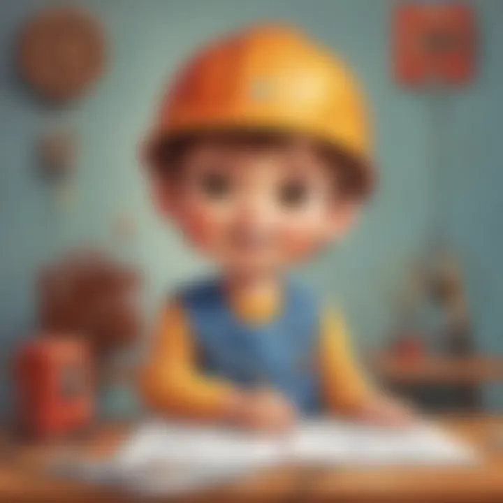 Illustration of a child learning about electricity safety measures