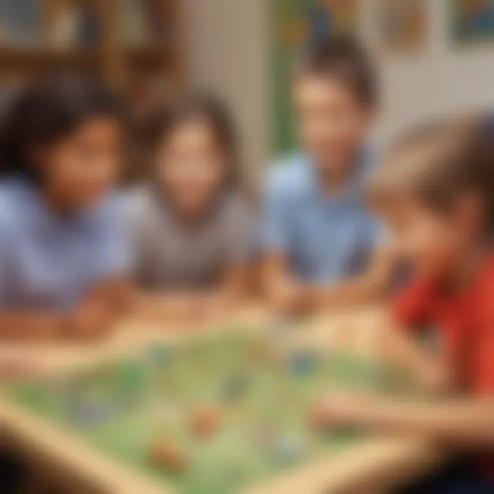 Children actively participating in a fun learning game