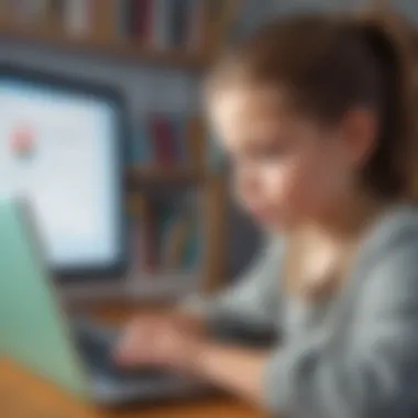 A child using digital resources for an English learning module.