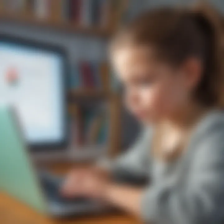 A child using digital resources for an English learning module.