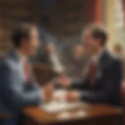 Illustration of two individuals engaged in a spirited debate