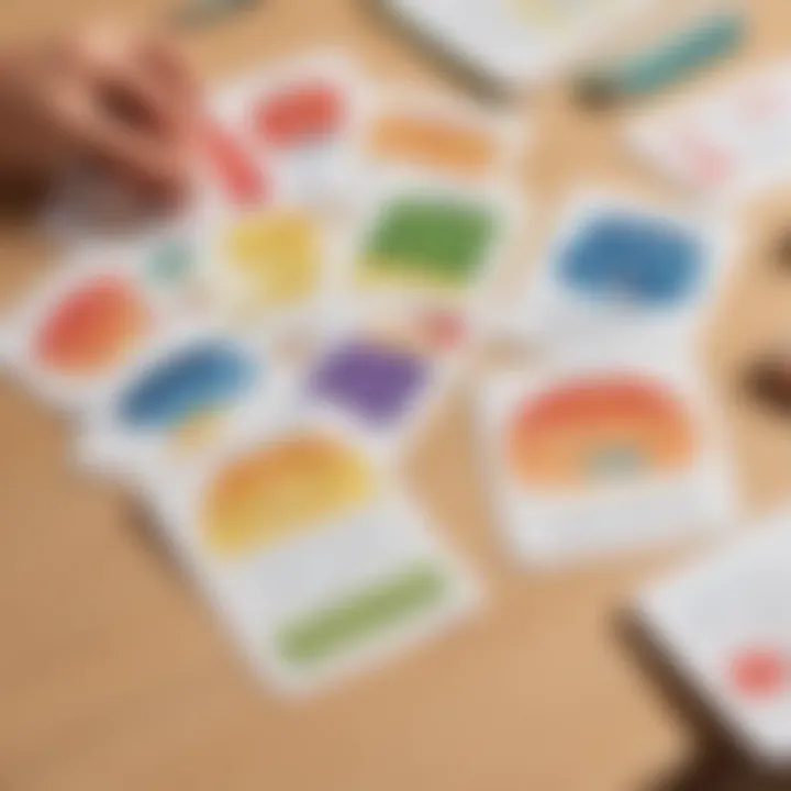 Colorful flashcards featuring sight words