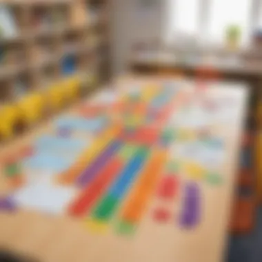 Subtraction Project in Classroom Vibrant subtraction project displayed on a classroom table
