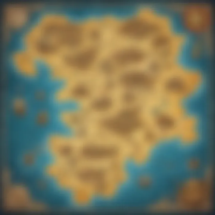 Illustration of a treasure map with marked locations