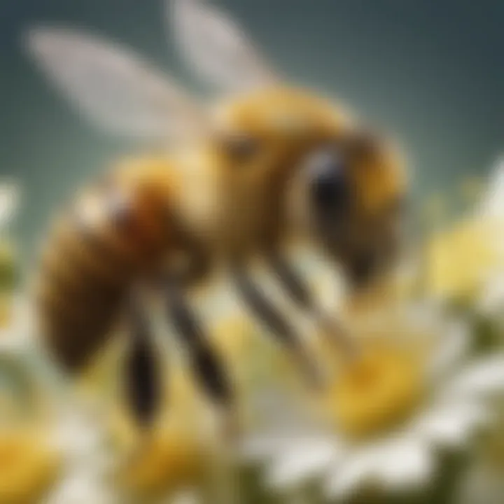 Close-Up of Bee Collecting Pollen Grains