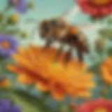 Majestic Bee Pollinating a Vibrant Flower
