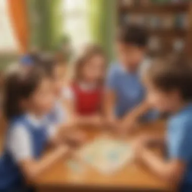 Children Engaging with the Five Letter Word Game An engaging classroom scene where children play the five letter word game.
