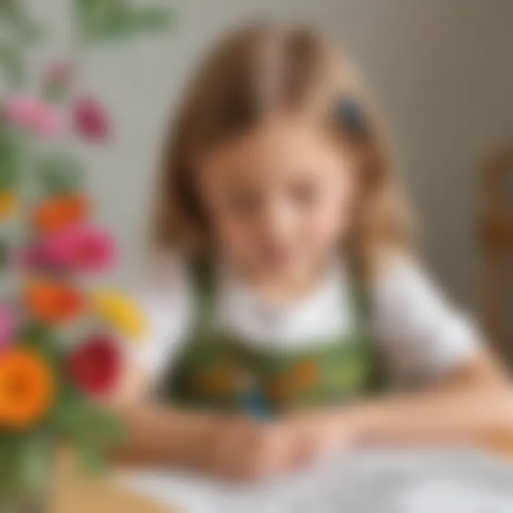 Child engaged in flower colouring activity