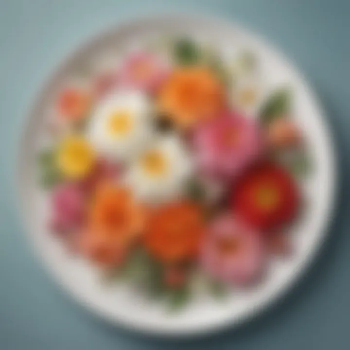 Delicate floral arrangement on a plate