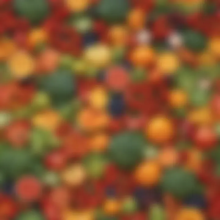 Colorful assortment of fresh fruits and vegetables