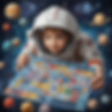 Kids exploring space-themed bingo game