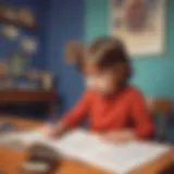 Child engaged in dramatic play with a script