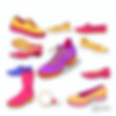 Colorful array of shoe templates for creative inspiration