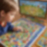 Child playing colorful smart board game