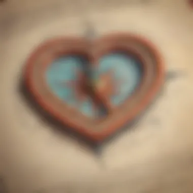 A compass pointing towards a heart symbol