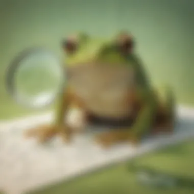 Illustration of a frog with a magnifying glass on math equations