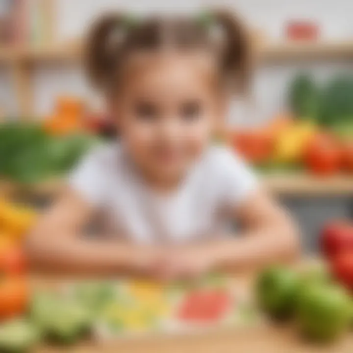 Preschooler Learning About Healthy Eating with Veggie Puzzles