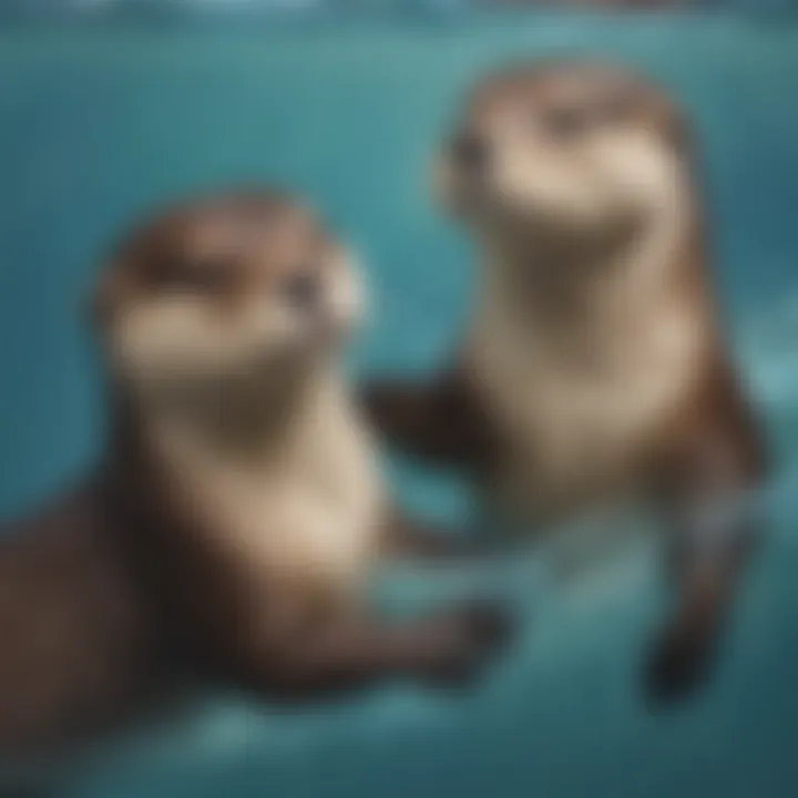 Playful otters frolicking in the water