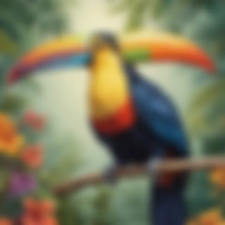 Vibrant toucan showcasing its colorful beak