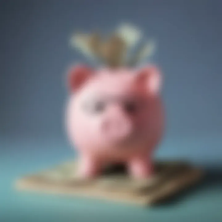 Illustration of a piggy bank with financial education concepts