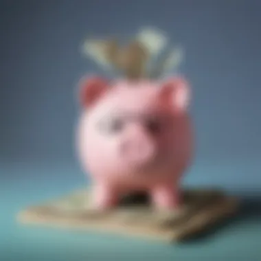 Financial Literacy Concepts Illustration of a piggy bank with financial education concepts
