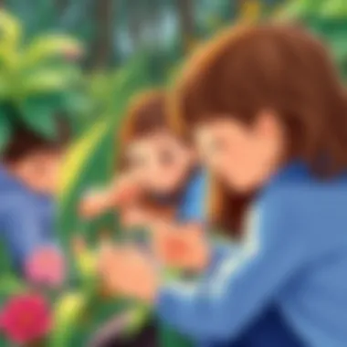 Insect Discovery: Engaging with Garden Ecosystems Kids observing insects in a garden