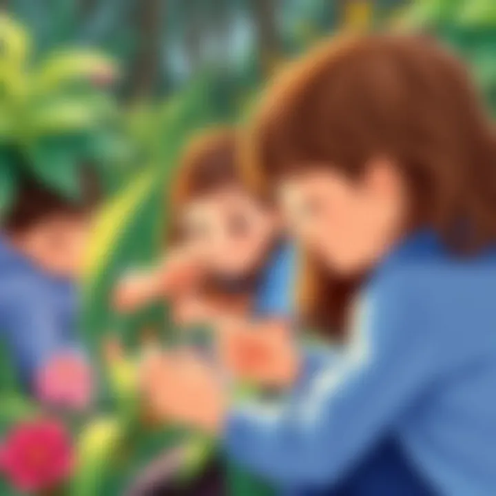 Insect Discovery: Engaging with Garden Ecosystems Kids observing insects in a garden